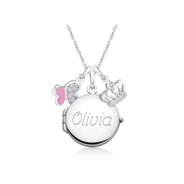 Round Locket "Design Your Own" Teen's Necklace for Girls (50+ Optional Charms & FREE Engraving) - Sterling Silver