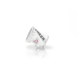 Love2Cheer, Sterling Silver Cheerleader Megaphone with Enamel and Pink CZ - Children's Adoré™ Charm