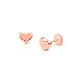 Modern Heart, Baby/Children's Earrings, Screw Back - 14K Rose Gold