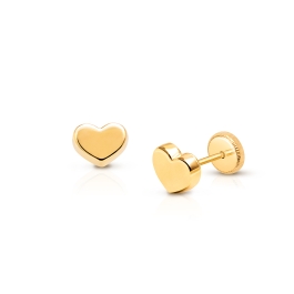 Modern Heart, Mother's Earrings, Screw Back - 14K Gold