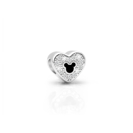 Magical Mouse, Sterling Silver CZ Heart with Mouse Center - Children's Adoré™ Charm