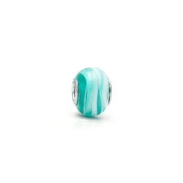 Vacation Waves, Sterling Silver and Aqua Swirl Murano Glass (Hand Made in Italy) - Children's Adoré™ Charm