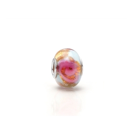 English Rose, Sterling Silver and Multi-Colored Floral Murano Glass (Hand Made in Italy) - Children's Adoré™ Charm