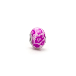 Wild Side, Sterling Silver and Purple Cheetah Print Murano Glass (Hand Made in Italy) - Children's Adoré™ Charm