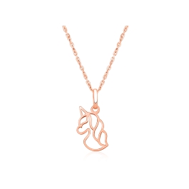 Unicorn Dreams, Children's Necklace for Girls - 14K Rose Gold