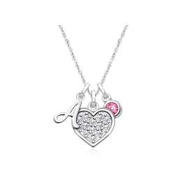 Oh So Loved, Children's Personalized Necklace Set for Girls (Includes Heart, Initial, and Birthstone Charms) - Sterling Silver