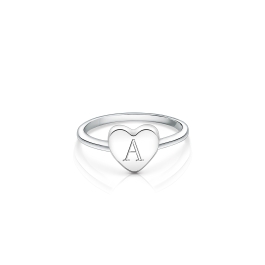 Heart Signet, Engraved Children's Ring for Girls (FREE Personalization) - Sterling Silver