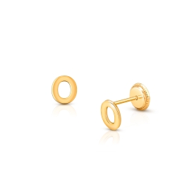 ‘O’ Initial Studs Personalized Baby/Children’s Earrings, Screw Back - 14K Gold