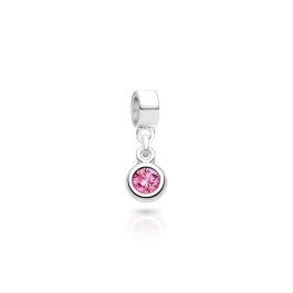 October Birthstone - Rose, Sterling Silver and Swarovski® Colored Crystal - Children's Adoré™ Dangle Charm