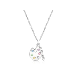 Little Artist, Children's Painter's Palette Necklace for Girls - Sterling Silver