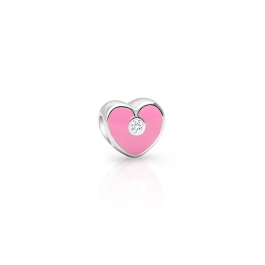 Heart of an Angel, Sterling Silver Heart with Pink Enamel and CZ Center - Children's Adoré™ Charm