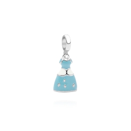 Bibbidi Bobbidi Blue!, Sterling SIlver Blue Princess Dress - Children's Adoré™ Dangle Charm