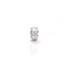 My Heart Will Follow, Sterling Silver and Light Pink CZ Hearts - Children's Adoré™ Charm