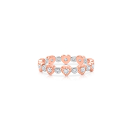 Rosabella™ Dreamy Hearts, Clear CZ Children's Two-Tone Ring for Girls - Sterling Silver