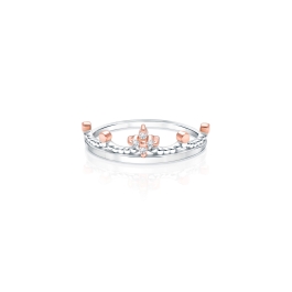 Rosabella™ Tiara, Clear CZ Children's Two-Tone Ring for Girls - Sterling Silver