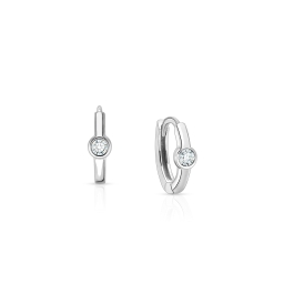 April Birthstone 9mm Huggie Hoops, Swarovski® Crystal Baby/Children's Earrings - Sterling Silver