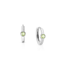August Birthstone 9mm Huggie Hoops, Swarovski® Crystal Baby/Children's Earrings - Sterling Silver