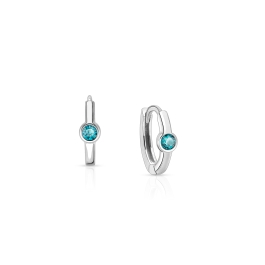 December Birthstone 9mm Huggie Hoops, Swarovski® Crystal Baby/Children's Earrings - Sterling Silver