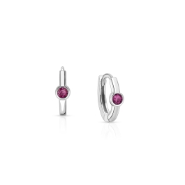 February Birthstone 9mm Huggie Hoops, Swarovski® Crystal Baby/Children's Earrings - Sterling Silver