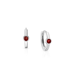 January Birthstone 9mm Huggie Hoops, Swarovski® Crystal Baby/Children's Earrings - Sterling Silver