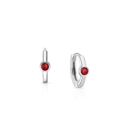 July Birthstone 9mm Huggie Hoops, Swarovski® Crystal Baby/Children's Earrings - Sterling Silver
