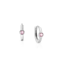 Birthstone 9mm Huggie Hoops, Swarovski® Crystal (All 12 Birthstones Available) Teen's Earrings - Sterling Silver