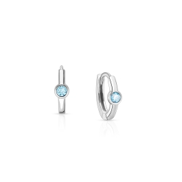 March Birthstone 9mm Huggie Hoops, Swarovski® Crystal Baby/Children's Earrings - Sterling Silver
