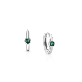 May Birthstone 9mm Huggie Hoops, Swarovski® Crystal Baby/Children's Earrings - Sterling Silver
