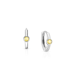 November Birthstone 9mm Huggie Hoops, Swarovski® Crystal Baby/Children's Earrings - Sterling Silver