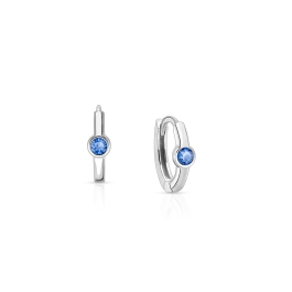 September Birthstone 9mm Huggie Hoops, Swarovski® Crystal Baby/Children's Earrings - Sterling Silver
