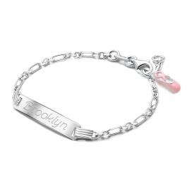 Modern Bar, Baby/Children's Engraved ID Bracelet for Girls - Sterling Silver