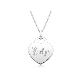 Small Heart, Engraved Children's Necklace for Girls (FREE Personalization) - Sterling Silver