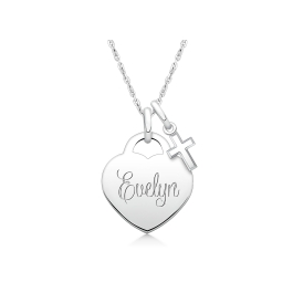 Small Heart, Communion Children's Necklace for Girls (50+ Optional Charms & FREE Engraving) - Sterling Silver