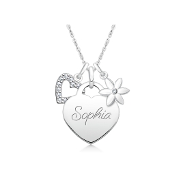 Small Heart "Design Your Own" Children's Necklace for Girls (50+ Optional Charms & FREE Engraving) - Sterling Silver
