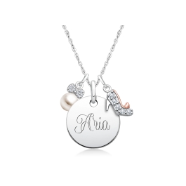 Small Round "Design Your Own" Children's Necklace for Girls (50+ Optional Charms & FREE Engraving) - Sterling Silver