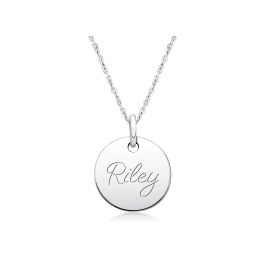 Small Round, Engraved Teen's Necklace for Girls (FREE Personalization) - Sterling Silver
