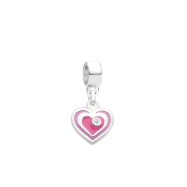 Sparkle in My Heart, Sterling Silver, Pink Enamel and CZ Heart - Children's Adoré™ Dangle Charm