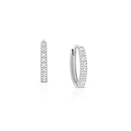 Timeless Pavé Clear CZ 11mm Huggie Hoops, Baptism/Christening Earrings - Sterling Silver