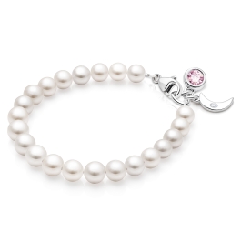 5mm Cultured Pearls, Baby/Children's Beaded Bracelet for Girls - Sterling Silver