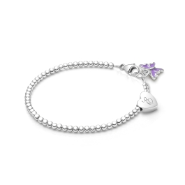 Dainty Heart, Baby/Children’s Beaded Bracelet for Girls (INCLUDES Engraved Initial) - Sterling Silver