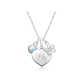 Baby Heart "Design Your Own" Teen's Necklace for Girls (50+ Optional Charms & FREE Engraving) - Sterling Silver