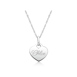 Baby Heart, Engraved Children's Necklace for Girls (FREE Personalization) - Sterling Silver