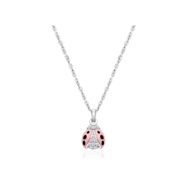 Love Bug, Children's Pink Ladybug Necklace for Girls - Sterling Silver
