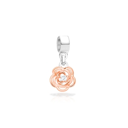 Sweet as a Rose, 2-Tone Sterling Silver with 14K Rose Gold Plating - Children's Adoré™ Dangle Charm