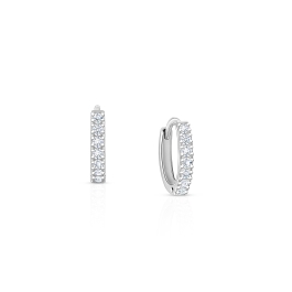 Timeless Pavé Clear CZ 9mm Huggie Hoops, Baby/Children's Earrings - Sterling Silver