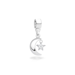 To the Moon & Back, Sterling Silver Clear Pavé CZ Star & Moon - Children's Adoré™ Dangle Charm
