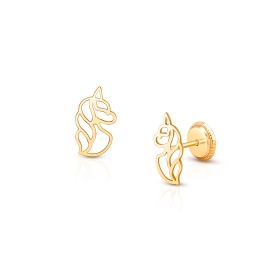 Unicorn Dreams, Baby/Children's Earrings, Screw Back - 14K Gold