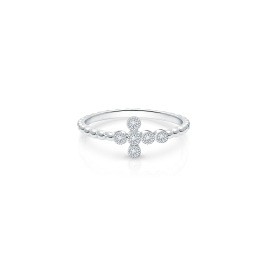 Walk by Faith, Clear CZ Cross Children's First Holy Communion Ring for Girls - Sterling Silver
