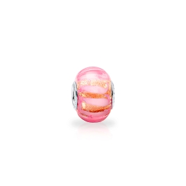 Warm Hugs, Sterling Silver and Entwined Pink & Gold Murano Glass (Hand Made in Italy) - Children's Adoré™ Charm