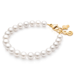 5mm Cultured Pearls, Baby/Children's Beaded Bracelet for Girls - 14K Gold